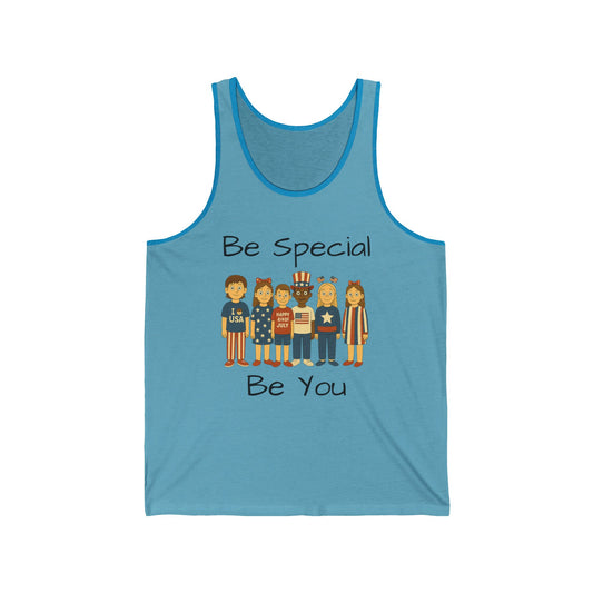 Be Special, Be you, Boys and Girls - 4th of July Unisex Jersey Tank - Adult Size