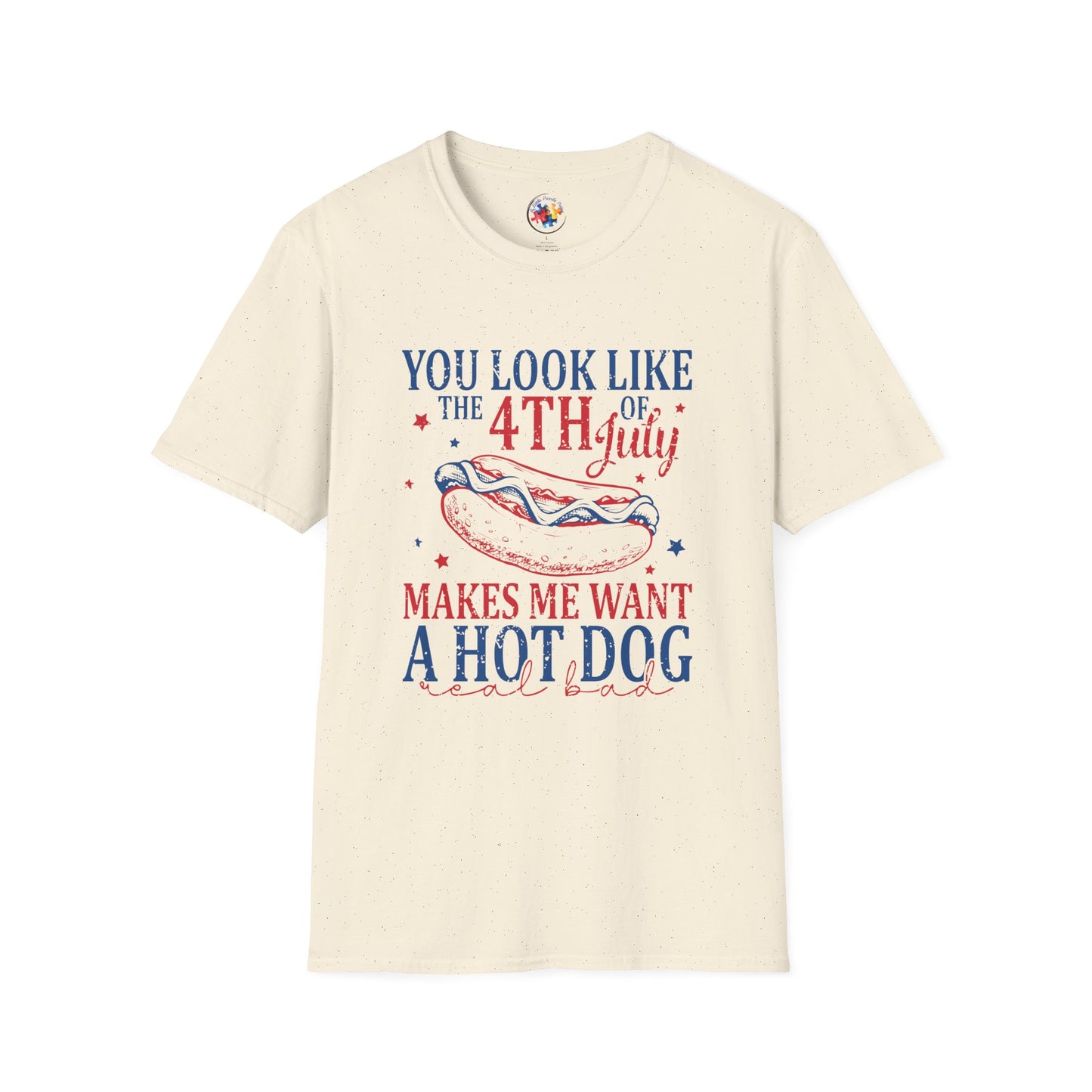 4th of July - Hot Dog Adult Size T-Shirt