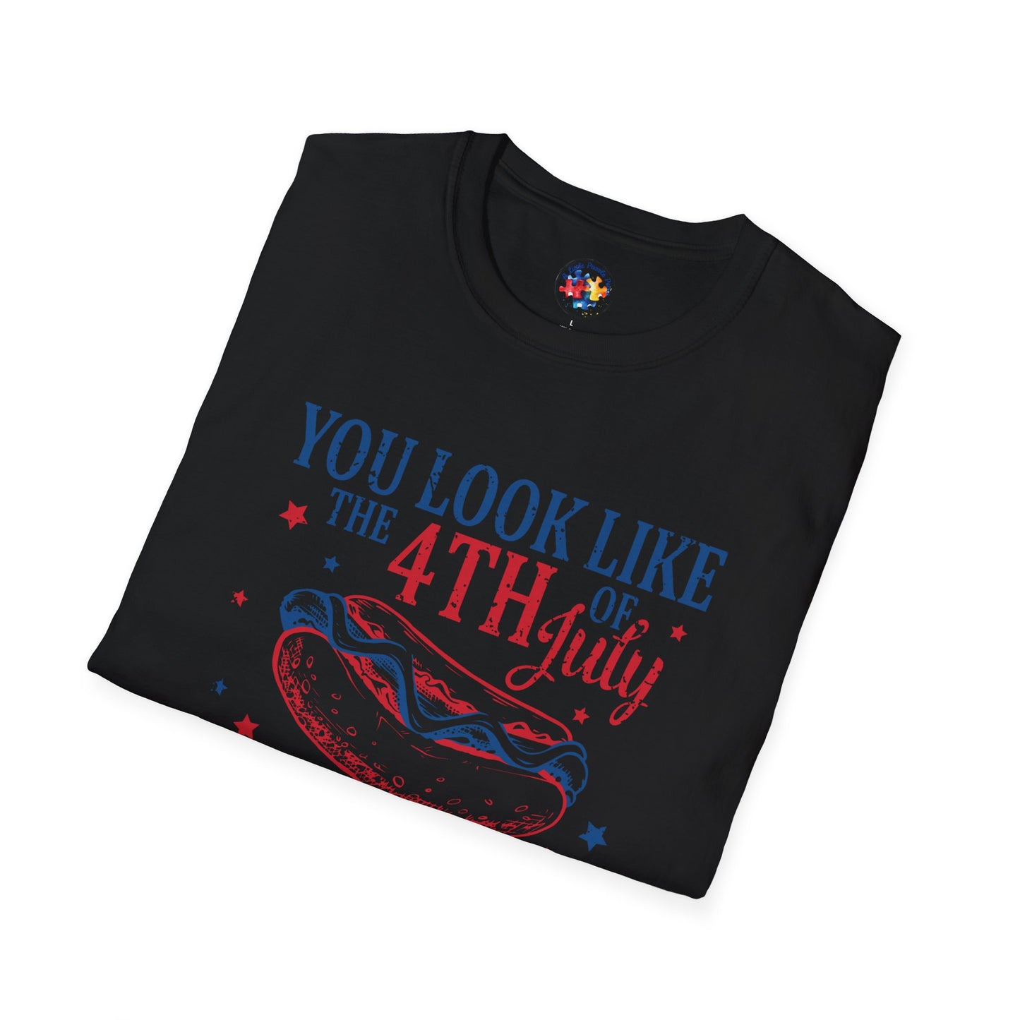 4th of July - Hot Dog Adult Size T-Shirt