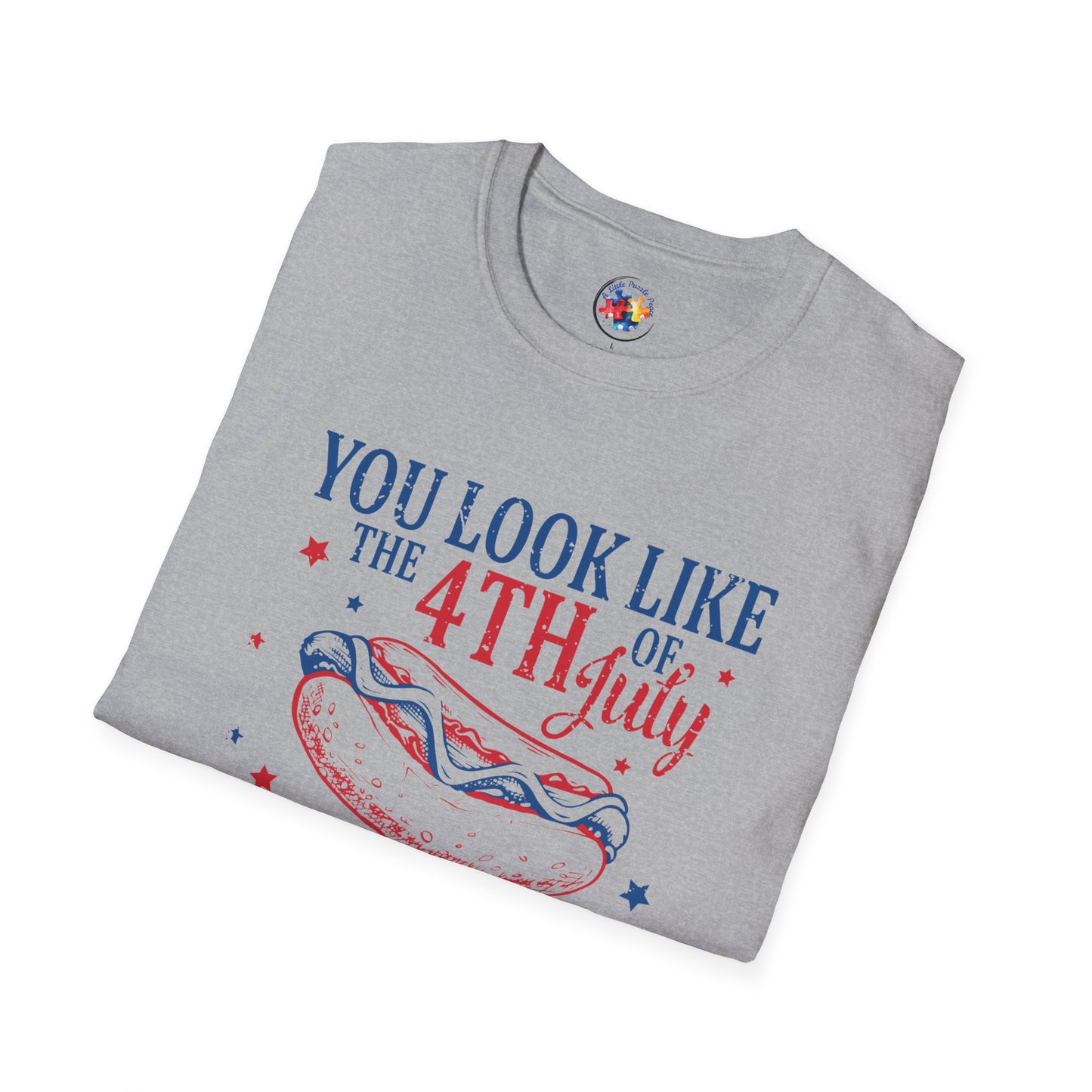 4th of July - Hot Dog Adult Size T-Shirt