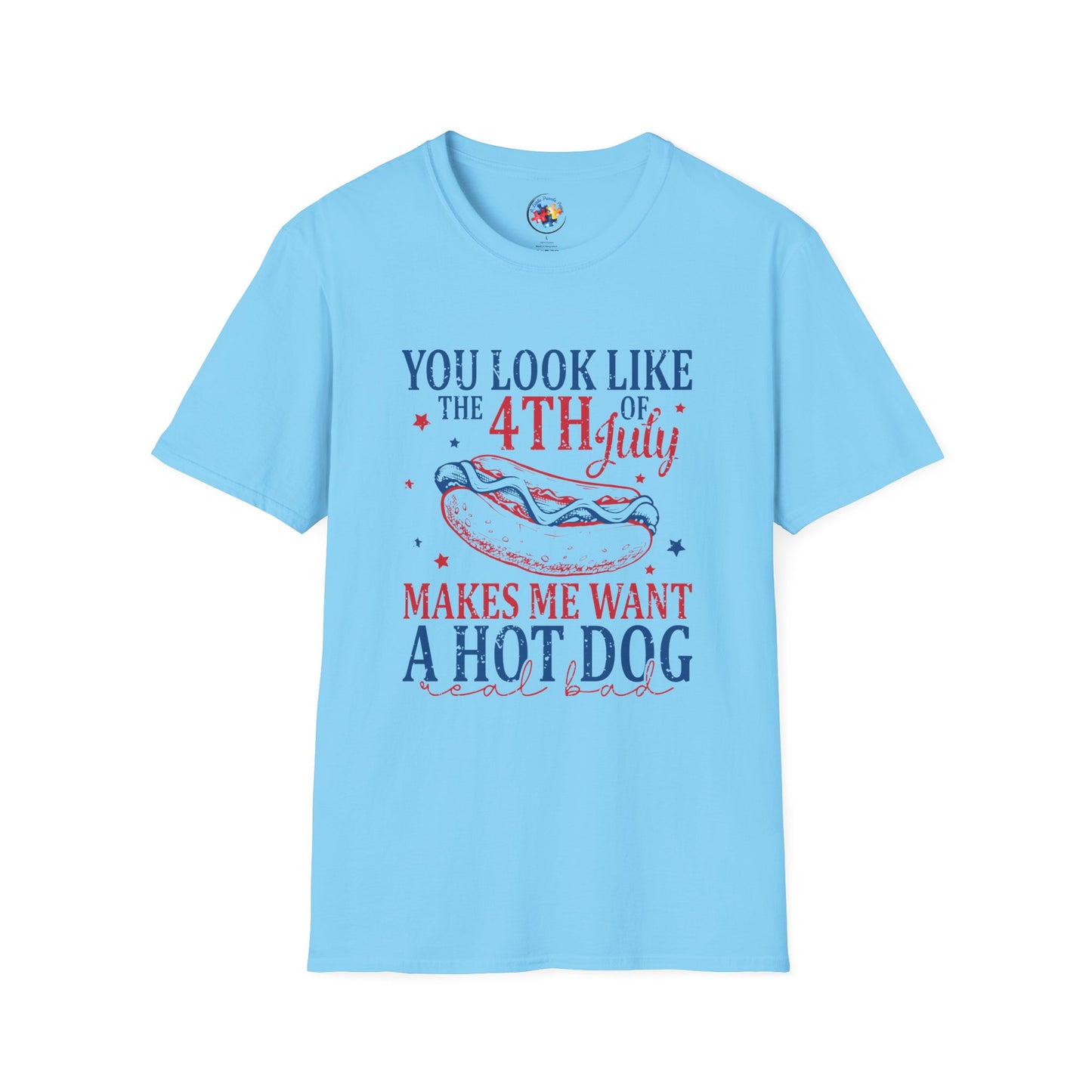 4th of July - Hot Dog Adult Size T-Shirt