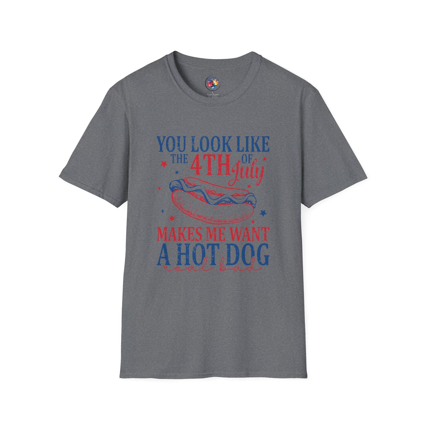 4th of July - Hot Dog Adult Size T-Shirt