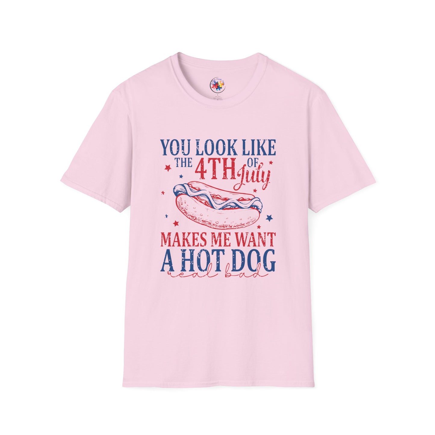 4th of July - Hot Dog Adult Size T-Shirt