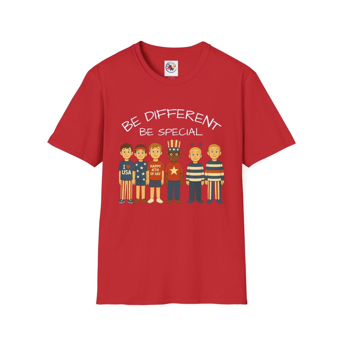 4th of July Patriotic Variation Adult Size- Softstyle T-Shirt - 100% Cotton