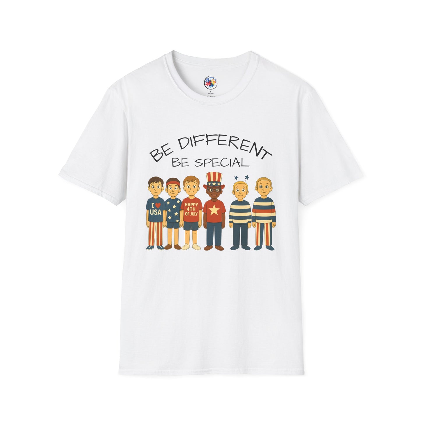 4th of July Patriotic Variation Adult Size- Softstyle T-Shirt - 100% Cotton