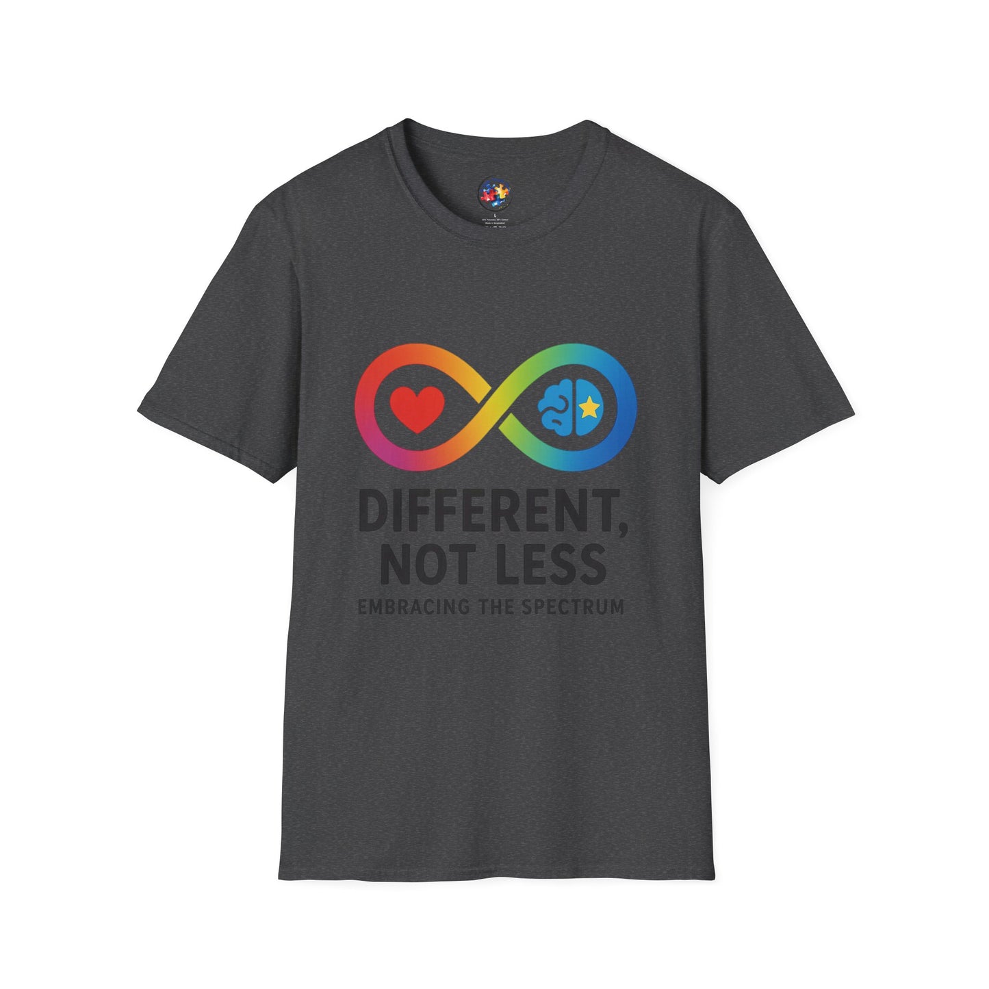 Rainbow Infinity T-Shirt  Adult Size- 'Different, Not Less' - Embrace the Spectrum