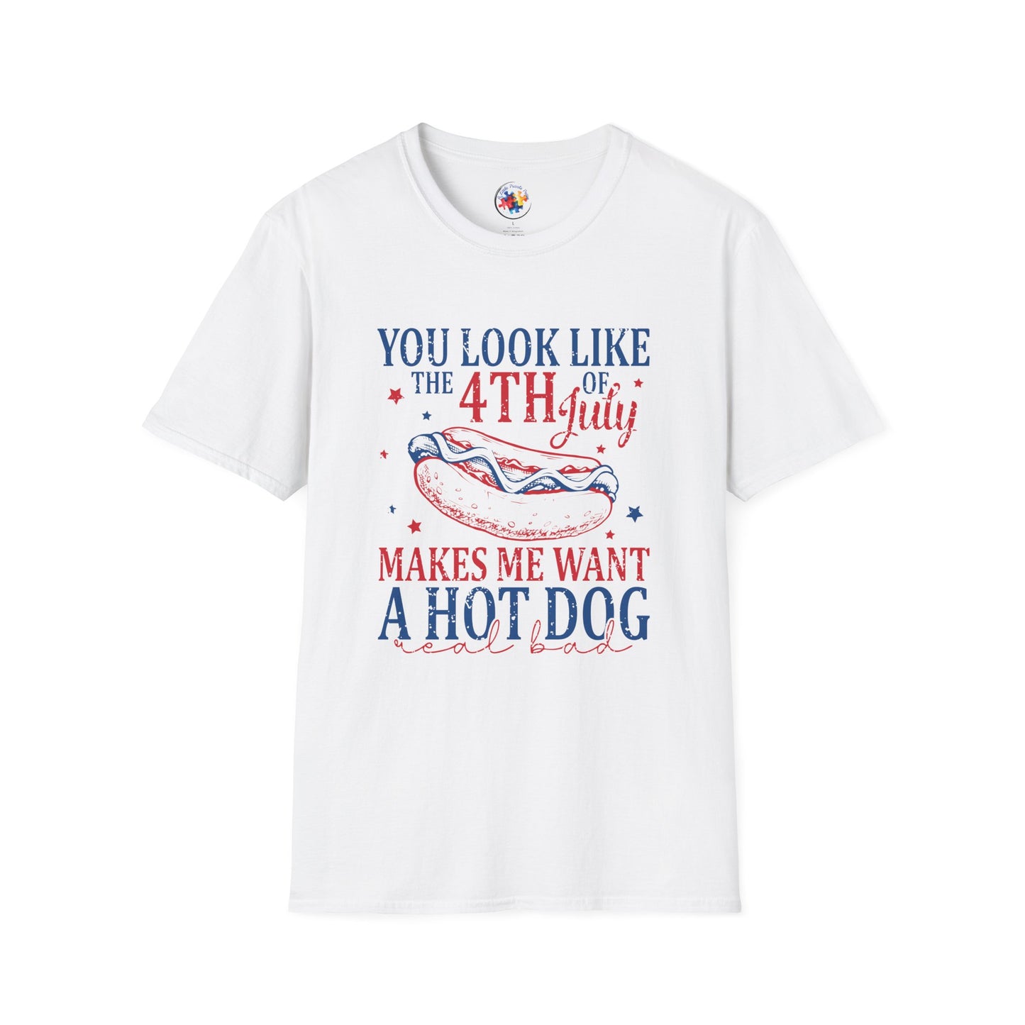 4th of July - Hot Dog  Adult Size T-Shirt