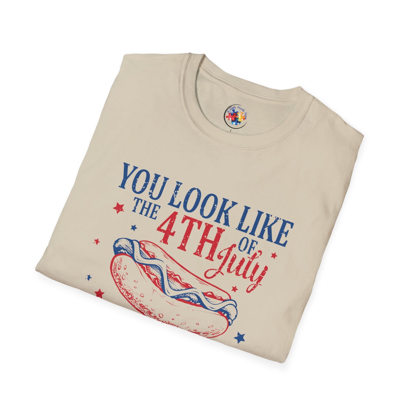 4th of July - Hot Dog  Adult Size T-Shirt