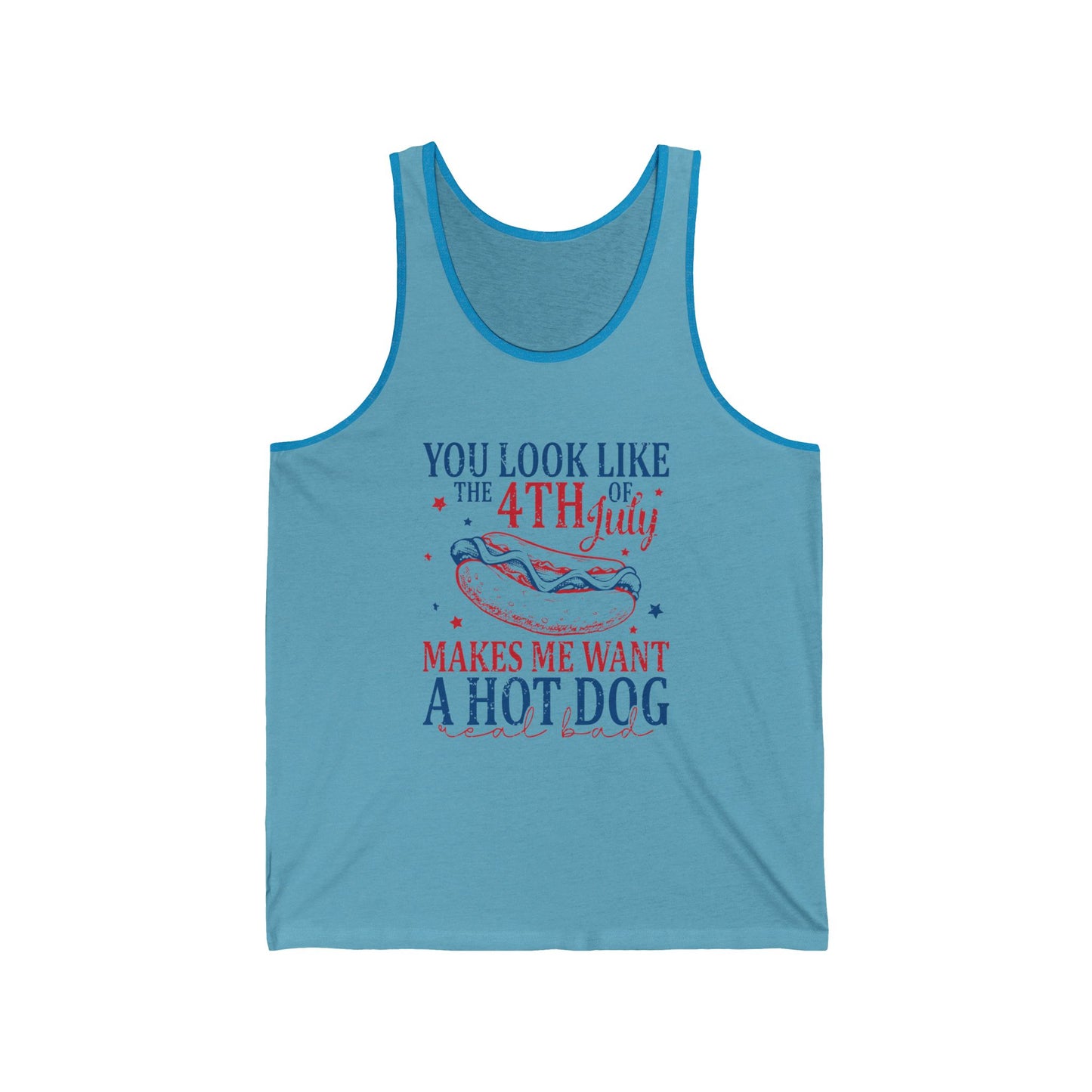 4th of July Want a Hot Dog Real Bad Unisex Jersey Tank - Adult Size