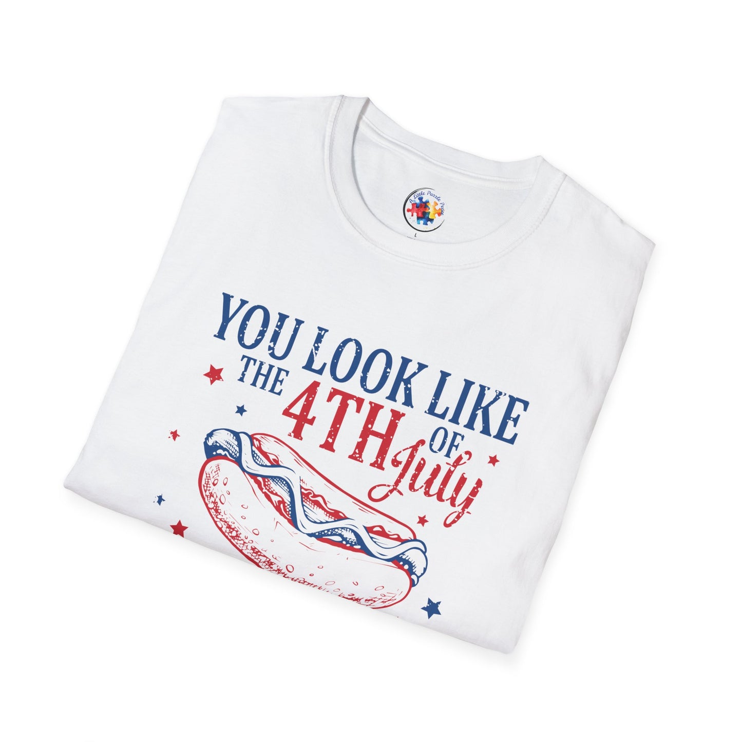 4th of July - Hot Dog  Adult Size T-Shirt