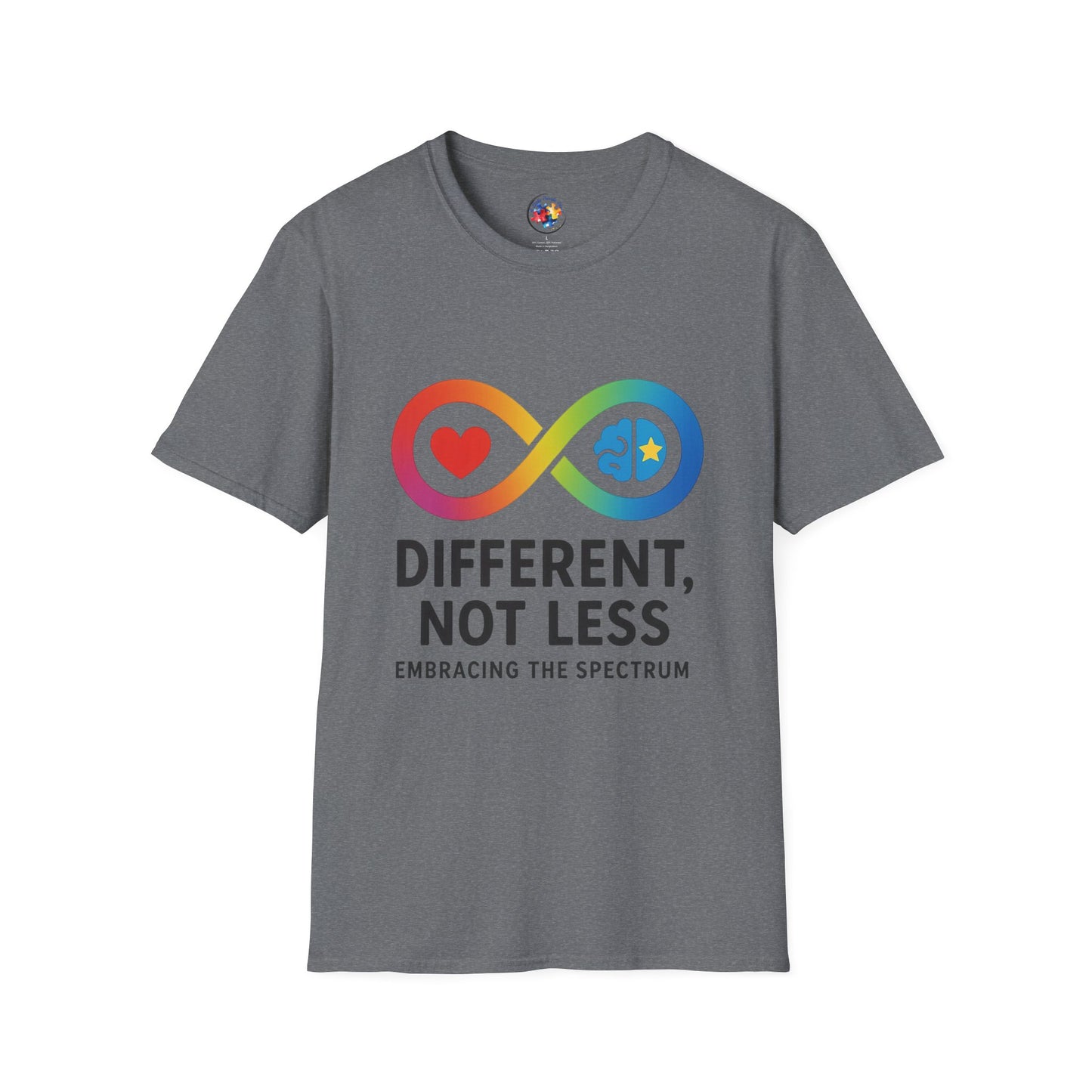 Rainbow Infinity T-Shirt  Adult Size- 'Different, Not Less' - Embrace the Spectrum