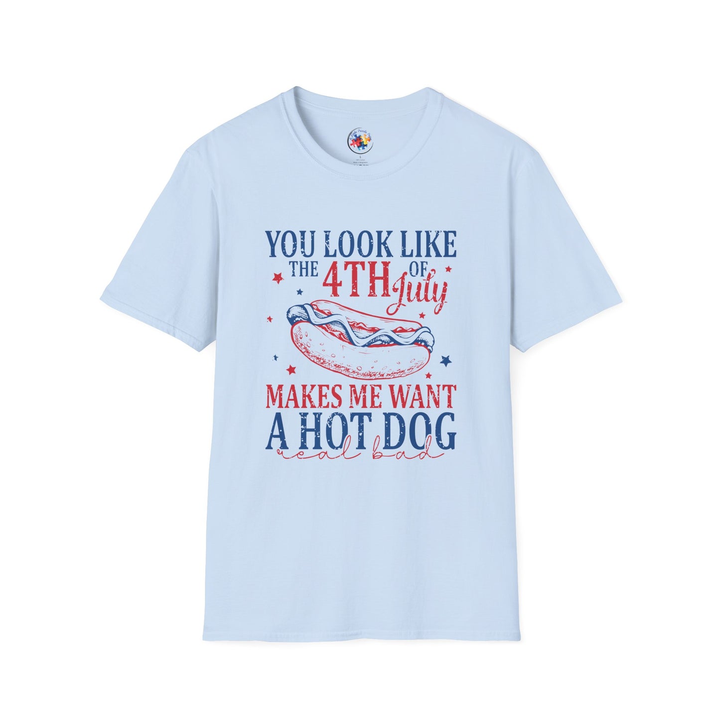 4th of July - Hot Dog  Adult Size T-Shirt