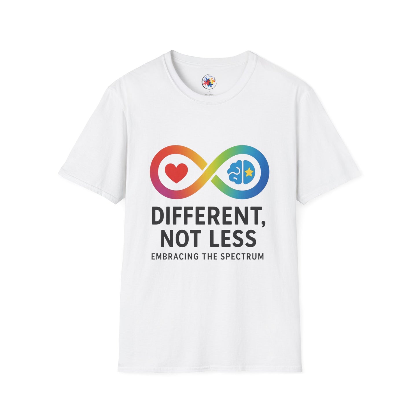 Rainbow Infinity T-Shirt  Adult Size- 'Different, Not Less' - Embrace the Spectrum