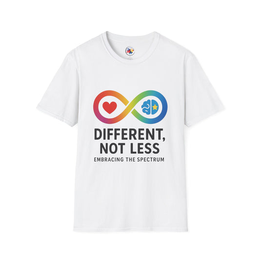 Rainbow Infinity T-Shirt  Adult Size- 'Different, Not Less' - Embrace the Spectrum