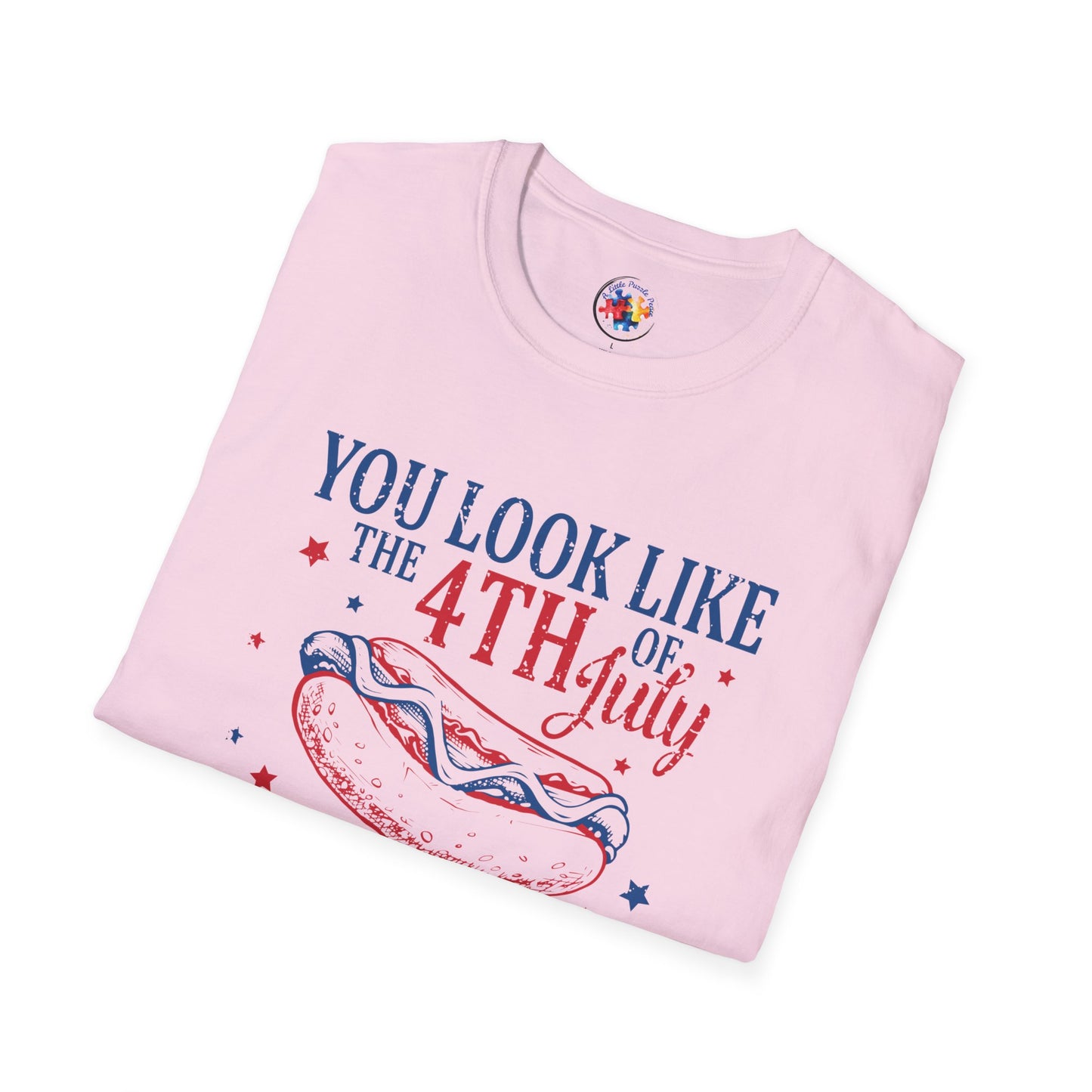 4th of July - Hot Dog  Adult Size T-Shirt