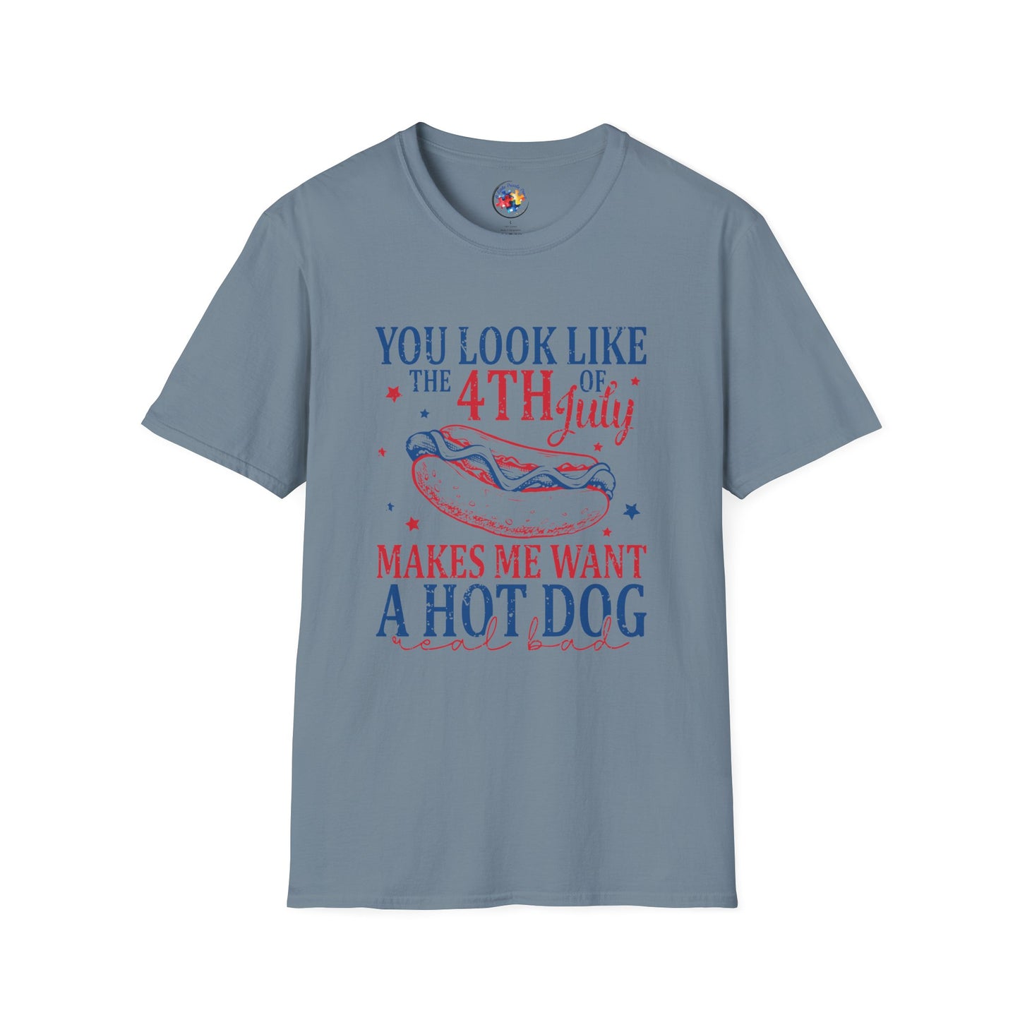 4th of July - Hot Dog  Adult Size T-Shirt