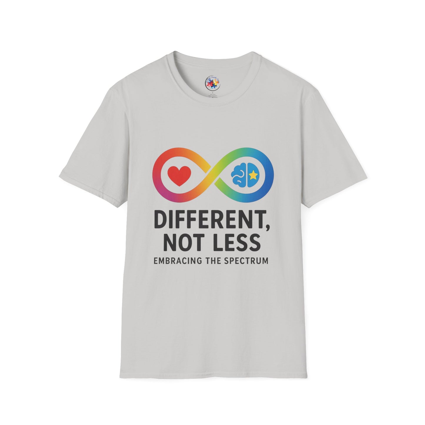 Rainbow Infinity T-Shirt  Adult Size- 'Different, Not Less' - Embrace the Spectrum
