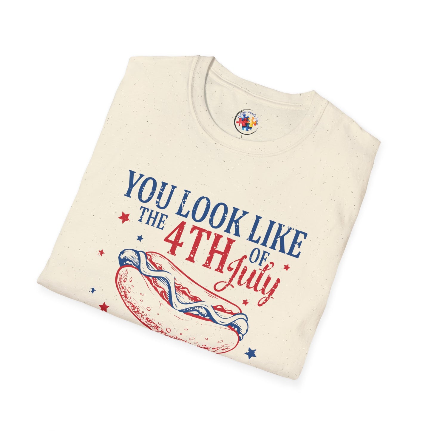 4th of July - Hot Dog  Adult Size T-Shirt