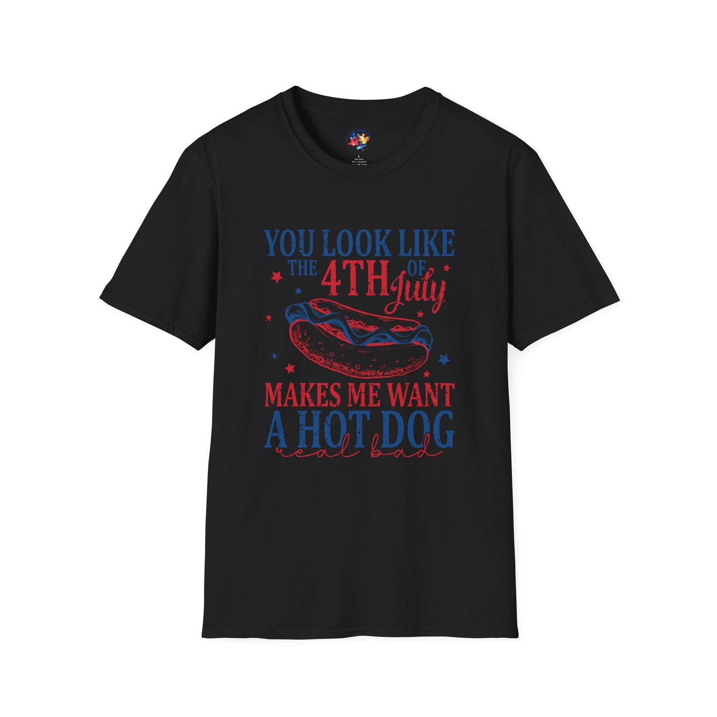 4th of July - Hot Dog  Adult Size T-Shirt