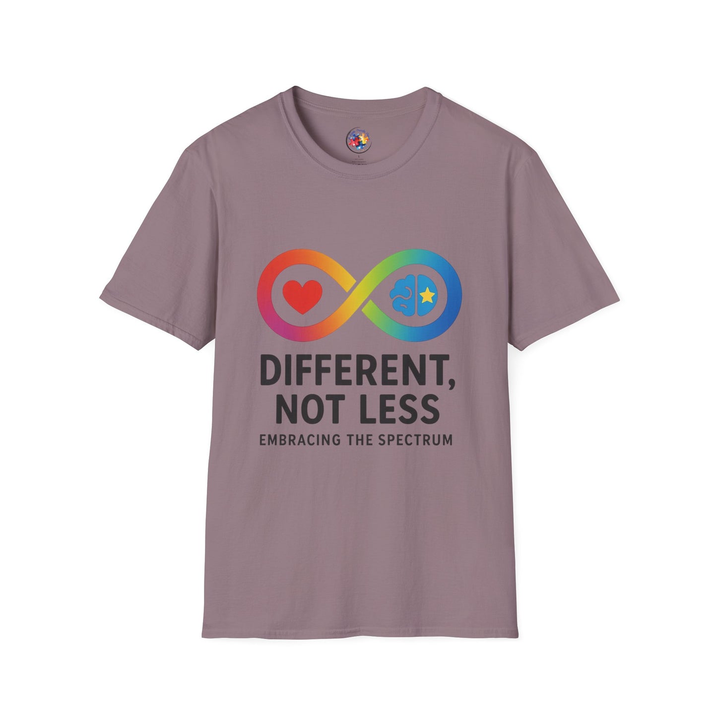 Rainbow Infinity T-Shirt  Adult Size- 'Different, Not Less' - Embrace the Spectrum