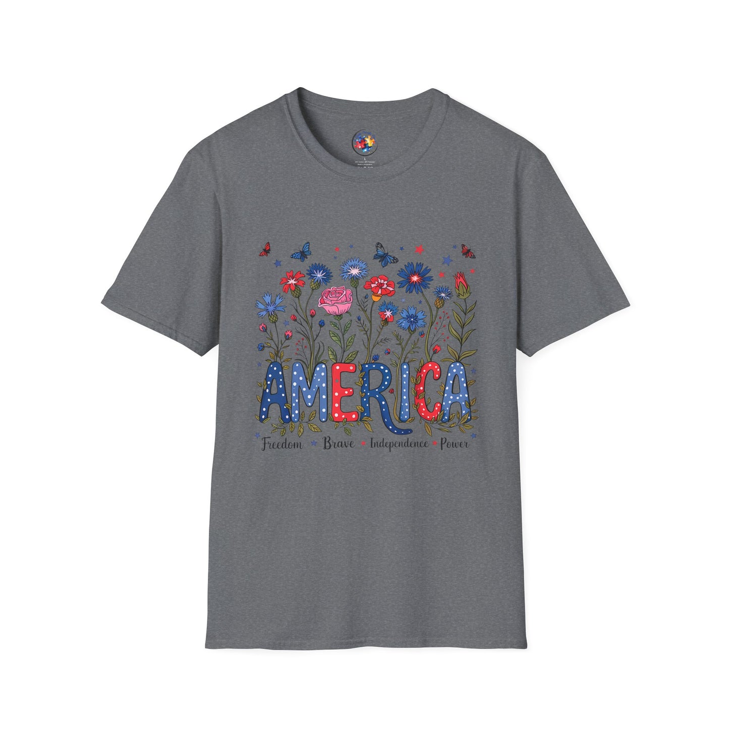 4th of July Garden- Adult Size T-Shirt
