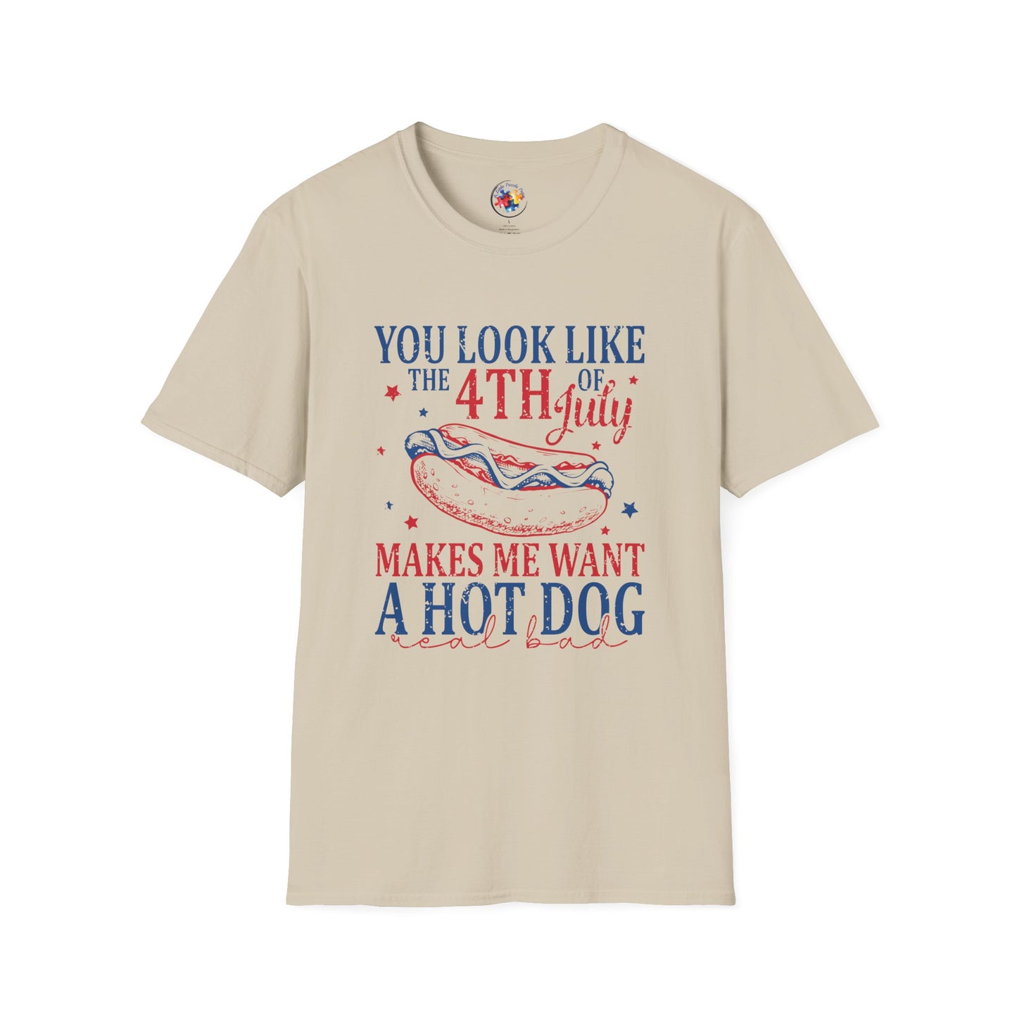 4th of July - Hot Dog  Adult Size T-Shirt