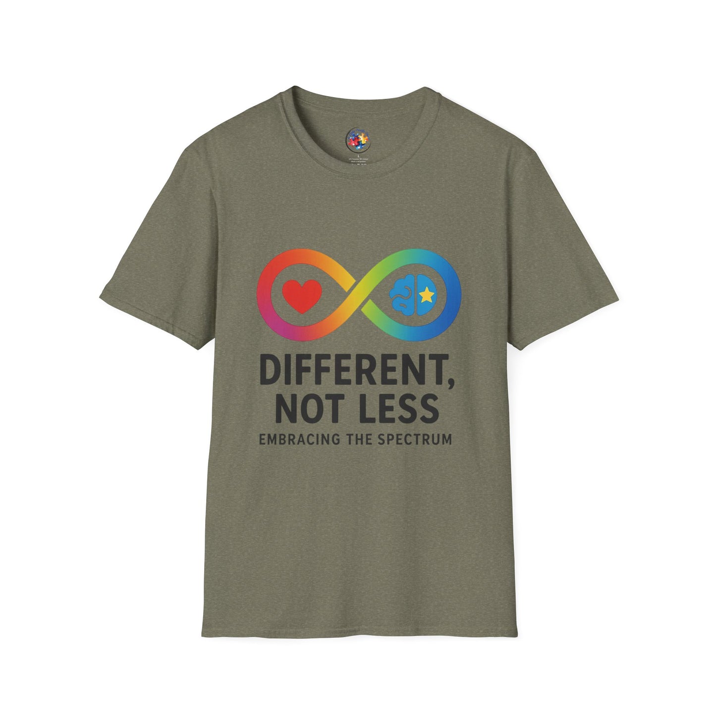 Rainbow Infinity T-Shirt  Adult Size- 'Different, Not Less' - Embrace the Spectrum