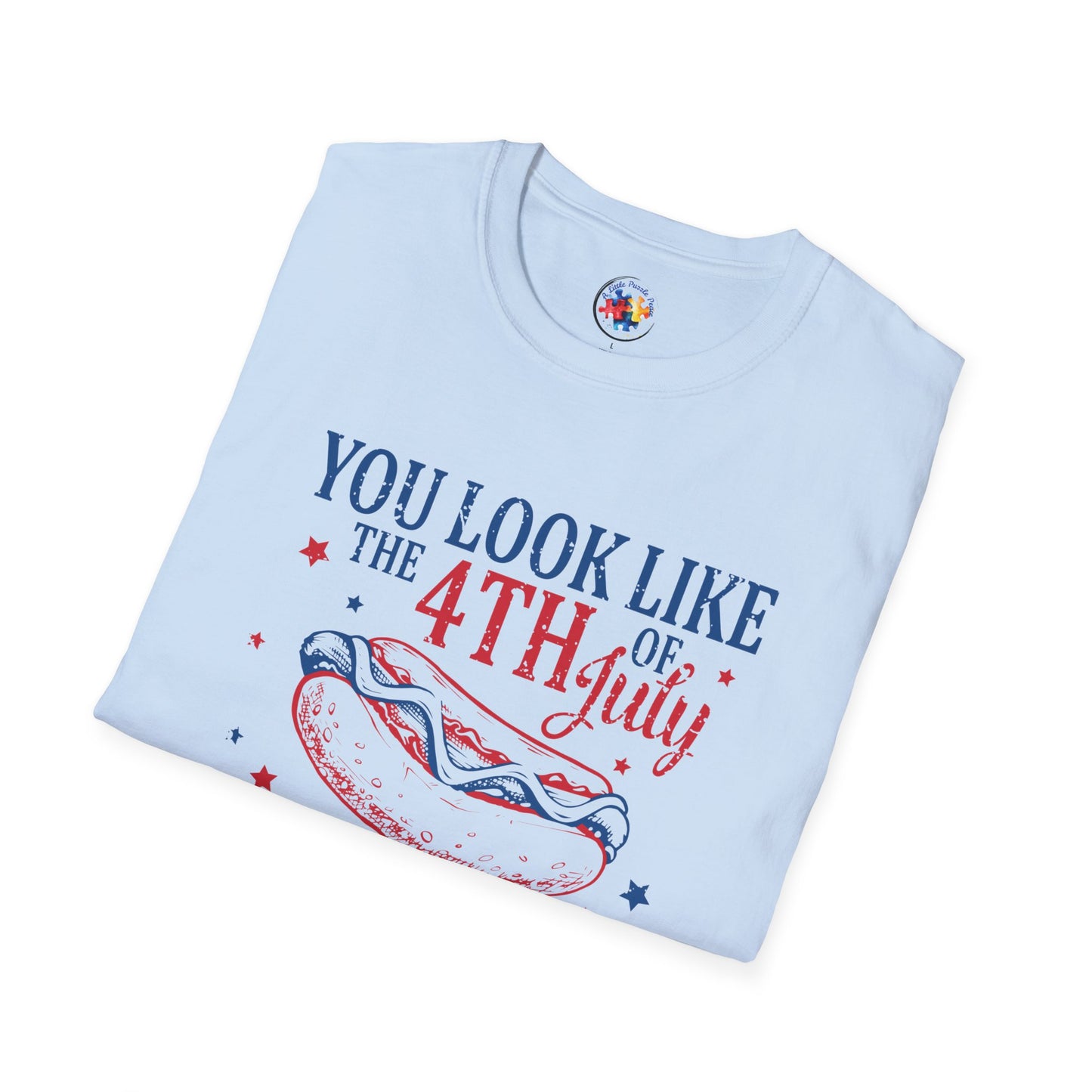 4th of July - Hot Dog  Adult Size T-Shirt