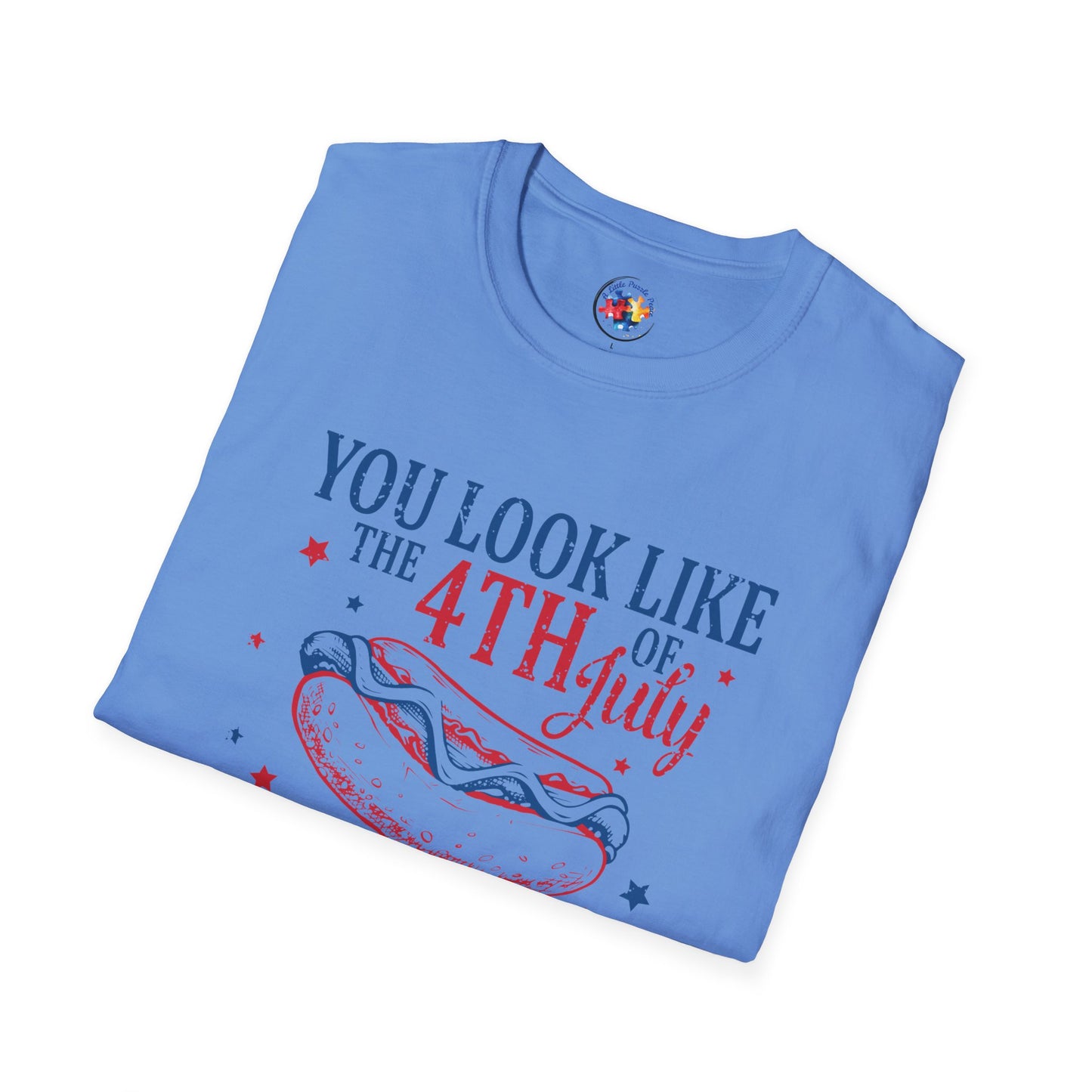4th of July - Hot Dog  Adult Size T-Shirt