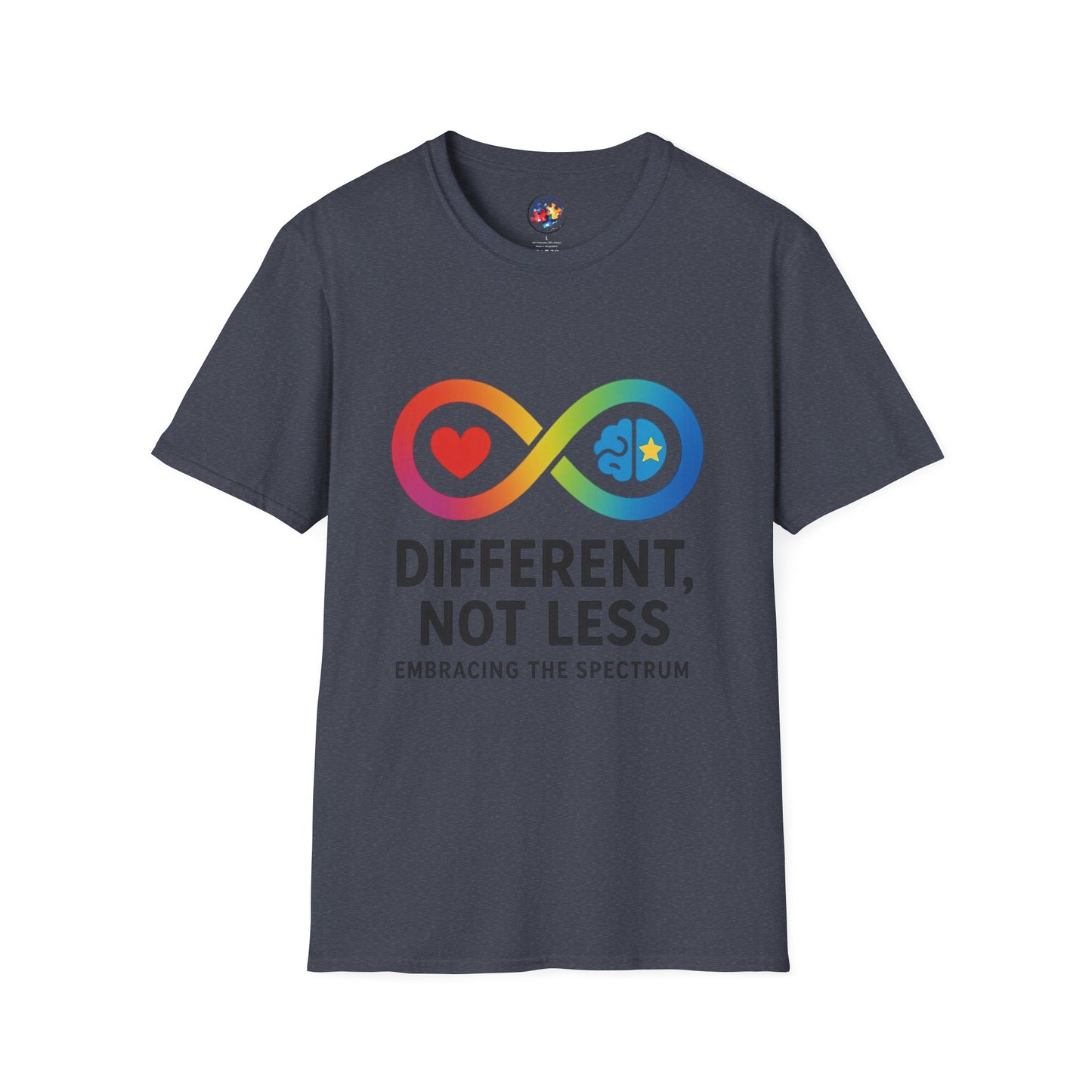 Rainbow Infinity T-Shirt  Adult Size- 'Different, Not Less' - Embrace the Spectrum