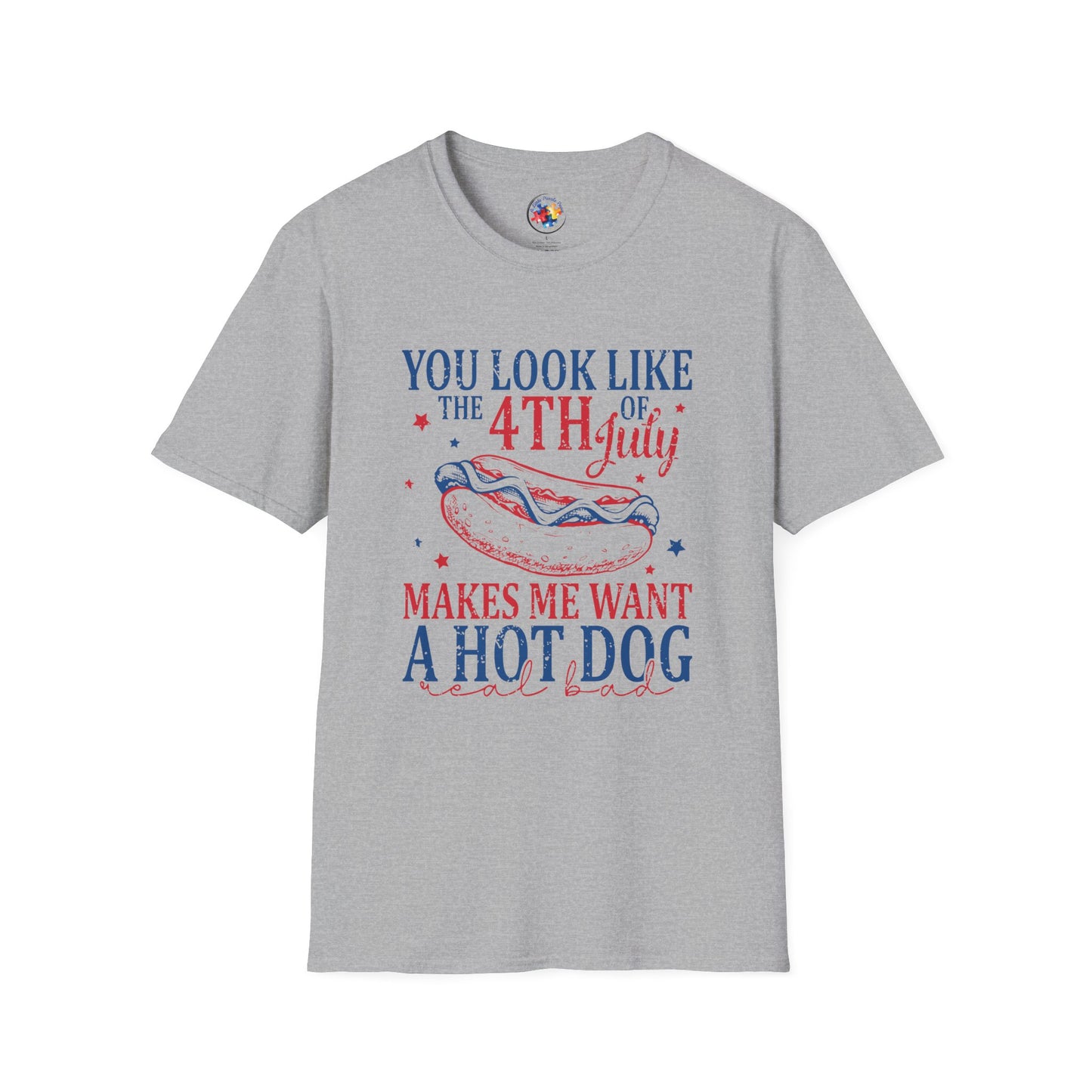 4th of July - Hot Dog  Adult Size T-Shirt