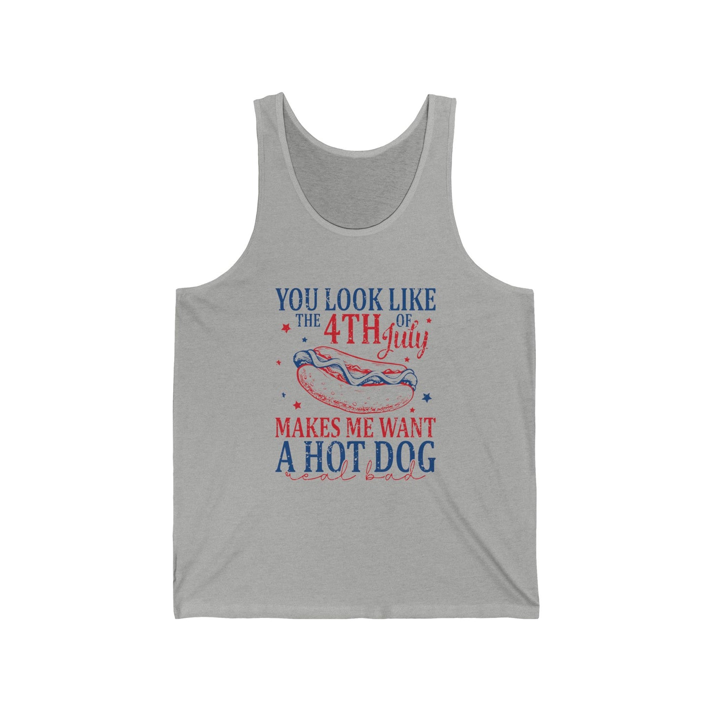 4th of July Want a Hot Dog Real Bad Unisex Jersey Tank - Adult Size