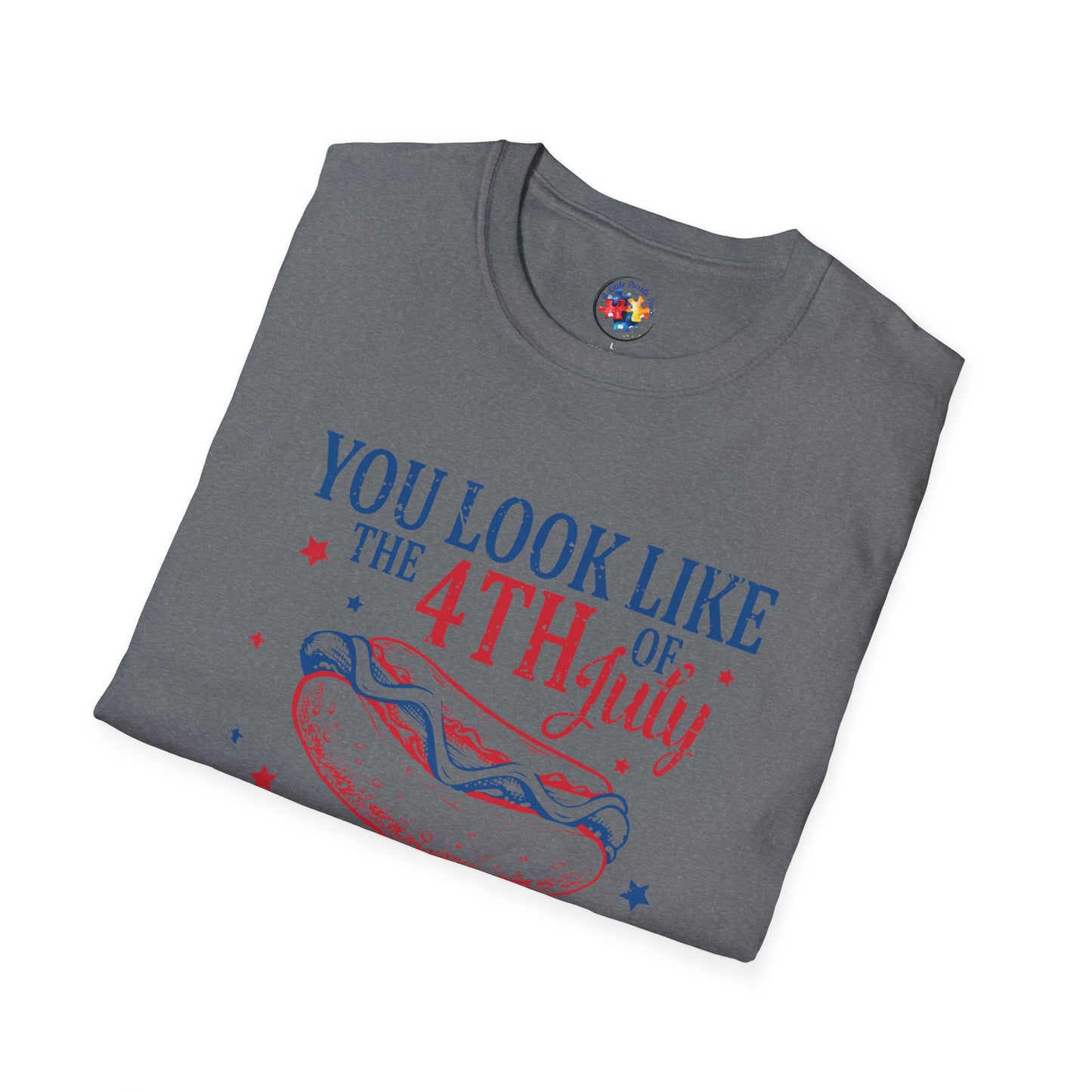 4th of July - Hot Dog  Adult Size T-Shirt